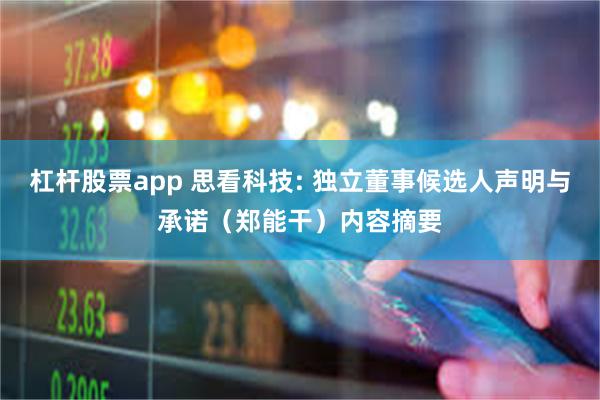 杠杆股票app 思看科技: 独立董事候选人声明与承诺（郑能干）内容摘要