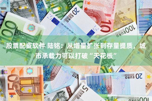 股票配资软件 陆铭：从增量扩张到存量提质，城市承载力可以打破“天花板”